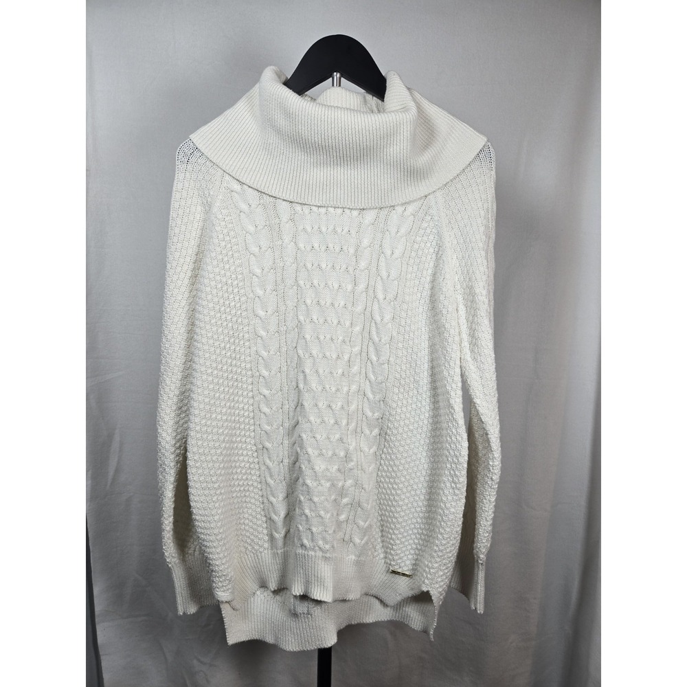 Michael Kors Ivory Cable-Knit Cowl Neck Pullover Sweater Women's M